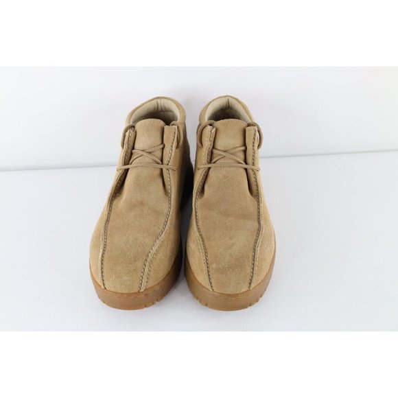 Vtg 90s Streetwear Mens 11 Distressed Suede Leather Platform Chukkas Boots Brown main image 4